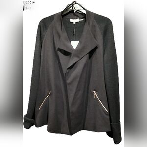 Calvin Klein Open Front Sweater Coat Jacket Black Size 2X Minimalist Casual